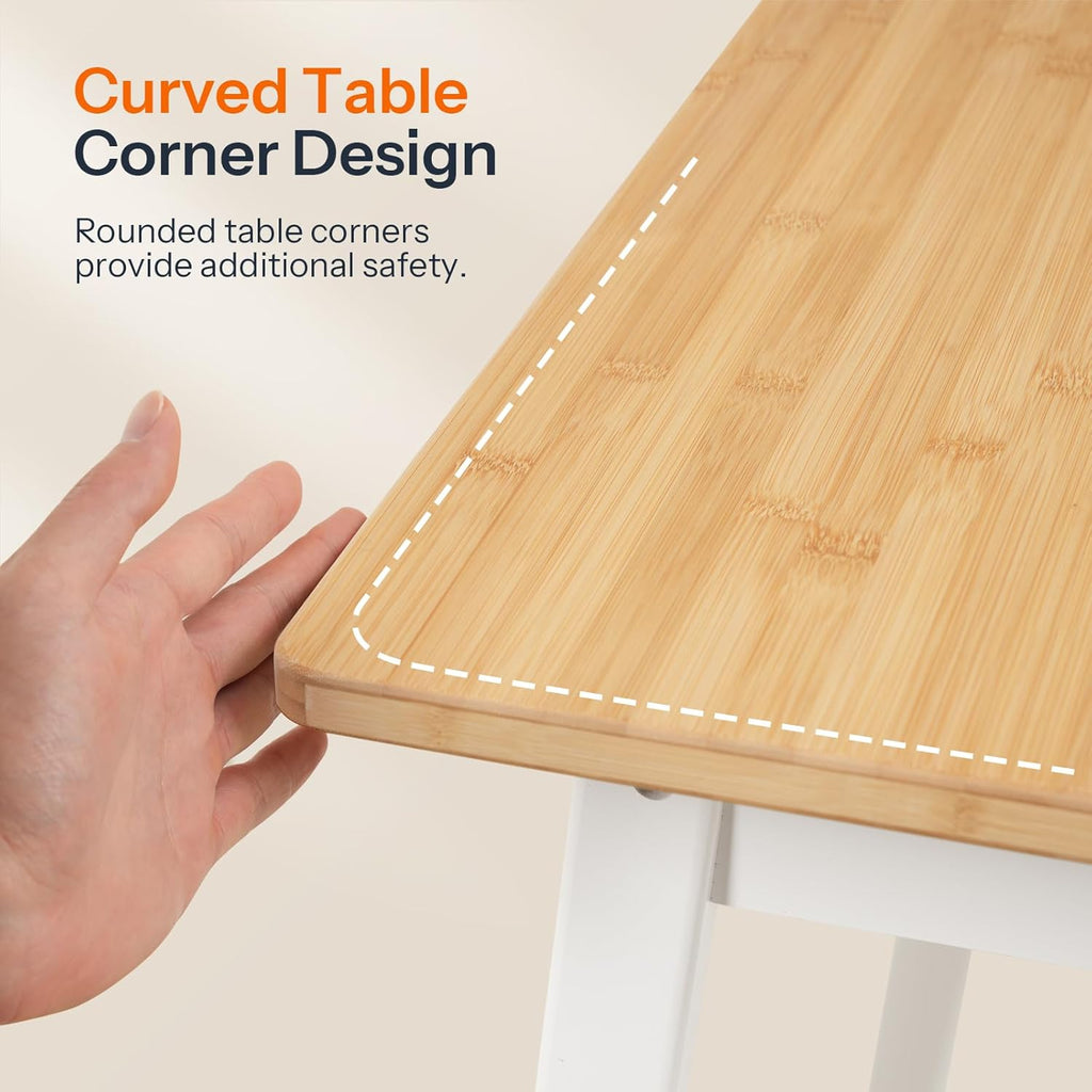 HOOBRO Bamboo Dining Table, Square Dining Table for 2, 27.6" Kitchen Table for Small Space, Writing Table, Easy to Assemble, for Dining Room, Living Room, Office, Kitchen, Natural and White YW70CZ01G1
