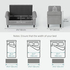 HOMCOM 50" Storage Ottoman Bench Button Tufted End of Bed Bench Gray | Upholstered, Rolled Arms, Wood Legs, Safety Hinges, for Living Room, Entryway, Bedroom