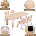 UNICOO Kids Table and Chairs, Height Adjustable Toddler Table and Chair Set with 4 Chairs, Graffiti Desktop, Classroom/Daycare/Home, Children Multi-Activity Table for Ages 2-8