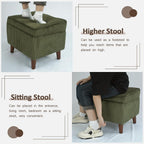 FAGAGA Storage Ottoman with Adjustable Lid, Corduroy Foot Rest | Soft Step Stool, Footrest and Seat, Big Ottoman for Living Room, Bedroom, Dorm, Green