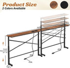Adjustable Behind Couch Table with Outlets, Brown