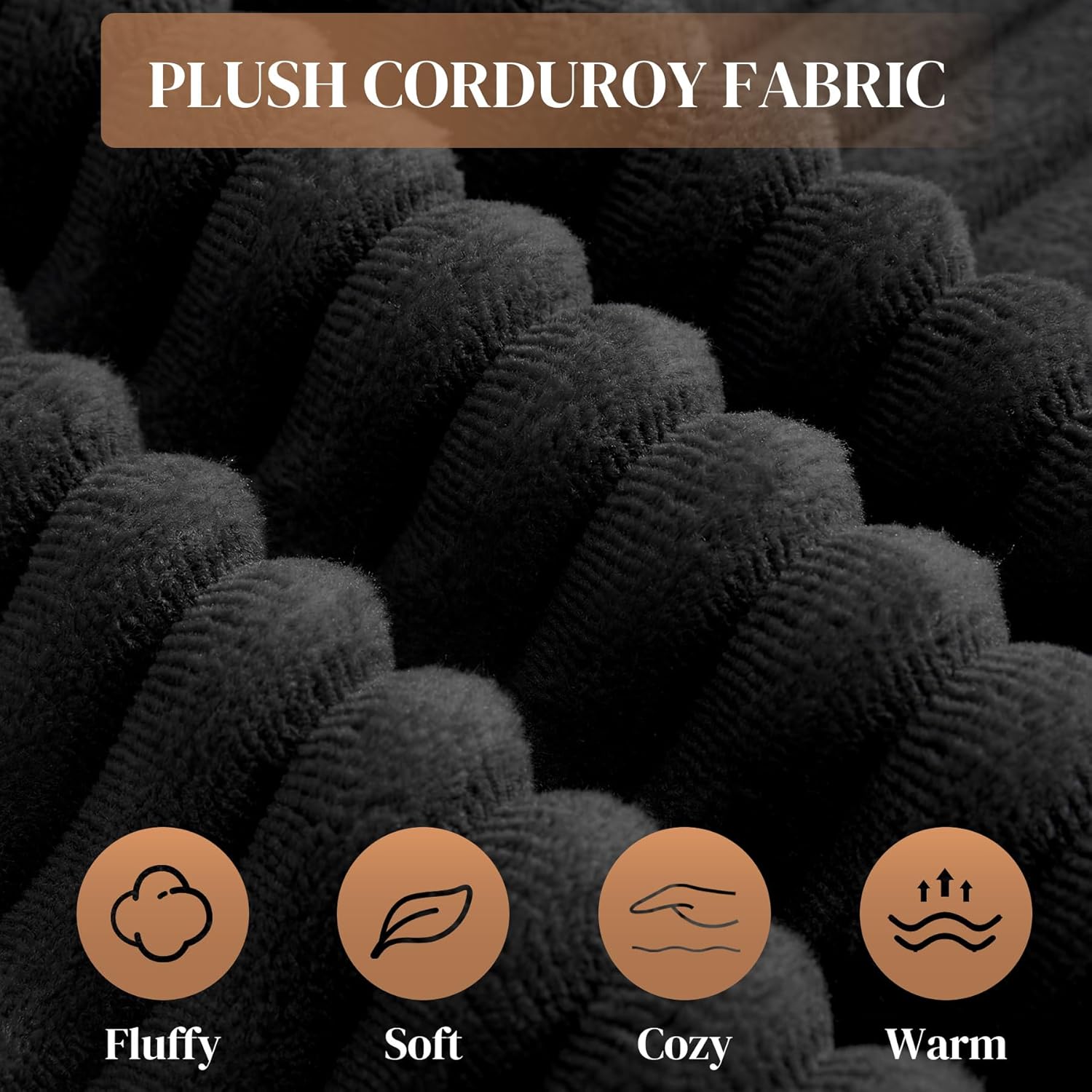 95" L Shaped Cloud Sectional Couches for Living Room, Modern Comfy Modular Deep Seat Memory Foam Compressed Corduroy Sofa Oversized Right Facing Chaise, No Assembly Required, Balck