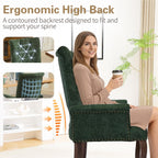 cinkehome Set of 4 Upholstered Dining Chairs, Dining Room Kitchen Chair with Armrest and Solid Wood Leg, Mid Century Modern Side Chairs (Olive Green, Chenille)