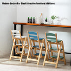Folding Bar Stool 3 Step Ladder Stool,Solid Wood Counter Height Foldable Stool Tall Stool,Folding High Bar Stool Portable Step Stool Chair for Adults Kitchen Outdoor(21.5” X 15.7” X 34.6”, Beige)