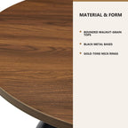 2-Piece Nesting Coffee Table Set, Walnut MDF Tops, Black Metal Bases