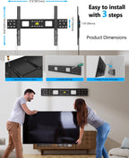 FORGING MOUNT Heavy Duty Fixed TV Wall Mount Holds up to 275Lbs for 50-120 inch TVs 3-Stud Low Profile TV Mount Ultra Slim Universal Bracket Fits 16"/18"/24" Studs MAX VESA 900x600mm- Easy DIY Install