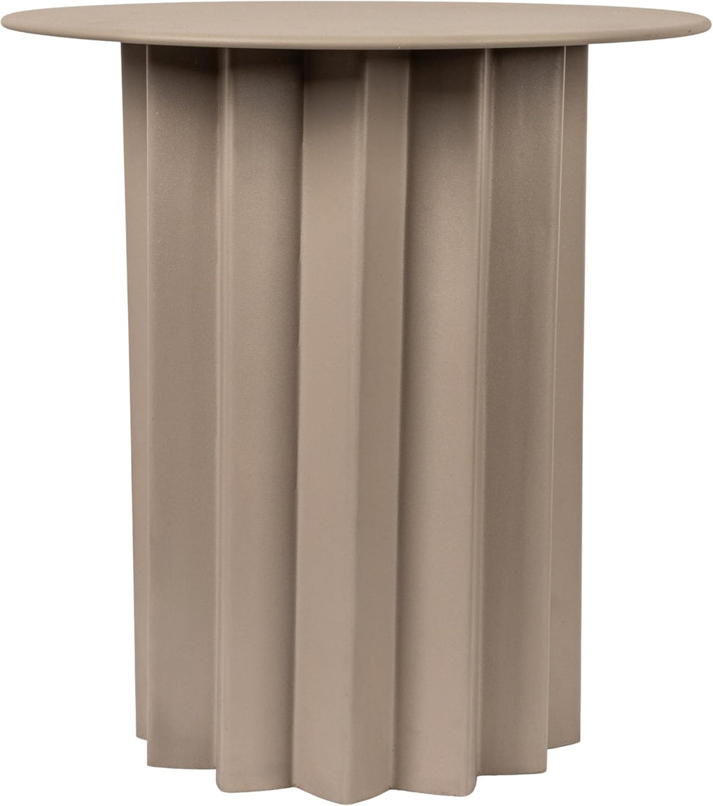 Creative Co-Op Pleated Metal Side Table, Beige