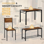 Shahoo Kitchen Table and 2 Chairs for 4 with Bench | 4 Piece Dining Sets for Small Space, Coffee Brown