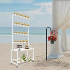 Champagne Wall Holder for Party Hold 40 Glasses, Mobile Champagne Flute Holder Display with Storage Rack, Metal Champagne Wall Stand for Wedding, Bar Decor