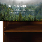 Tall Kitchen Hutch Cabinet with Pull-out Shelves, Storage Drawers, Glass Doors Freestanding Cable Management Pantry Large Kitchen Cupboard for Dining Room with Microwave Countertop Walnut Finish