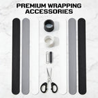 9 Pcs Wrapping Paper Holder Clips - Silicone Covered Metal Stabilizer Slap Bands for Christmas Gift Poster Home Storage (White/Black/Grey)