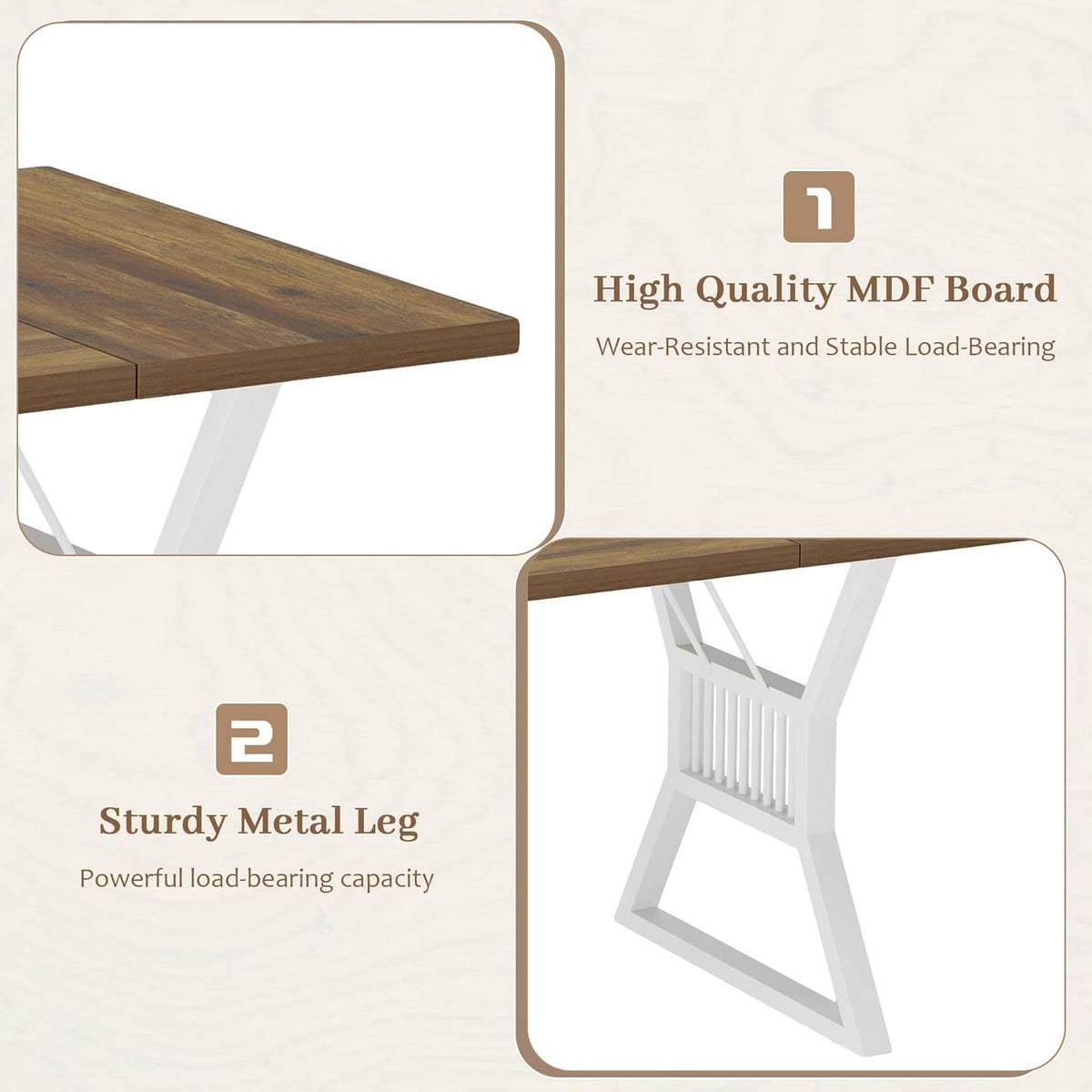 70.8" Dining Table for 4-6 People, Farmhouse Large Wooden Kitchen Table with Heavy Duty Metal Legs, Rectangle Kitchen Tables for Dining Room, Living Room, Walnut