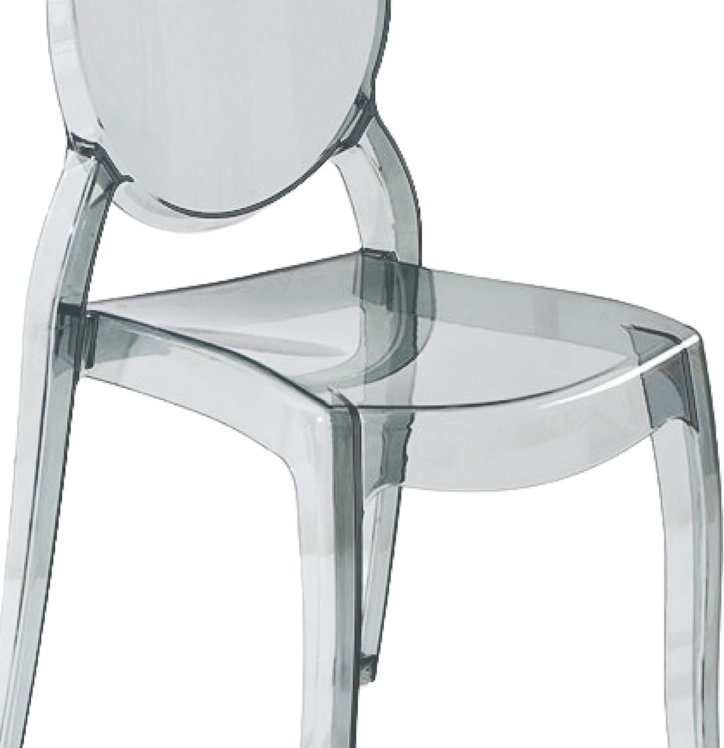 Fohfurniture Large 20" Seat Ghost Chairs Set of 4, Modern Acrylic Accent Dining Chairs, Kitchen and Restaurant Chairs, Circle-Back Armless Stackable Chair for Events, Weddings, Banquets Smoke Grey