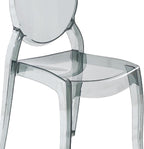 Fohfurniture Large 20" Seat Ghost Chairs Set of 4, Modern Acrylic Accent Dining Chairs, Kitchen and Restaurant Chairs, Circle-Back Armless Stackable Chair for Events, Weddings, Banquets Smoke Grey