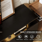 80" Fireplace TV Stand, 2-Tier LED Entertainment Center with 36" Fireplace, Fits TVs up to 90", Modern High Gloss TV Console with LED Lights & Storage Cabinets for Living Room, Black + Black