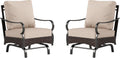 PHI VILLA Rocking Patio Sofa Chairs - 2 PCS Outdoor Rocking Armchairs, Patio Seating with High Back Deep Seat for Porch Deck Balcony