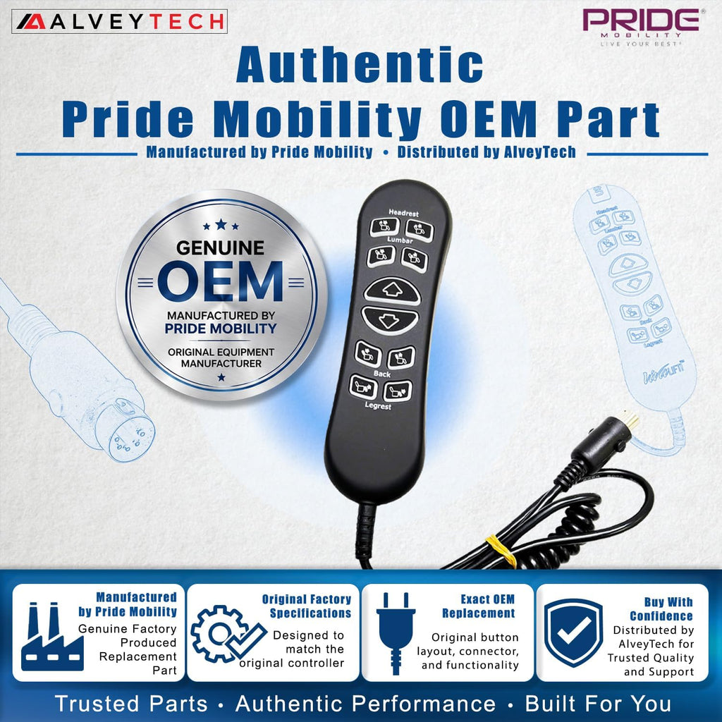 Genuine Pride OEM 10-Button 5-Pin Replacement Remote Hand Control for Pride VivaLift Lift Chair (Standard & Early Version Viva Lift 2) - (CTL1804039) for Standard & Early Version VivaLift 2 Models