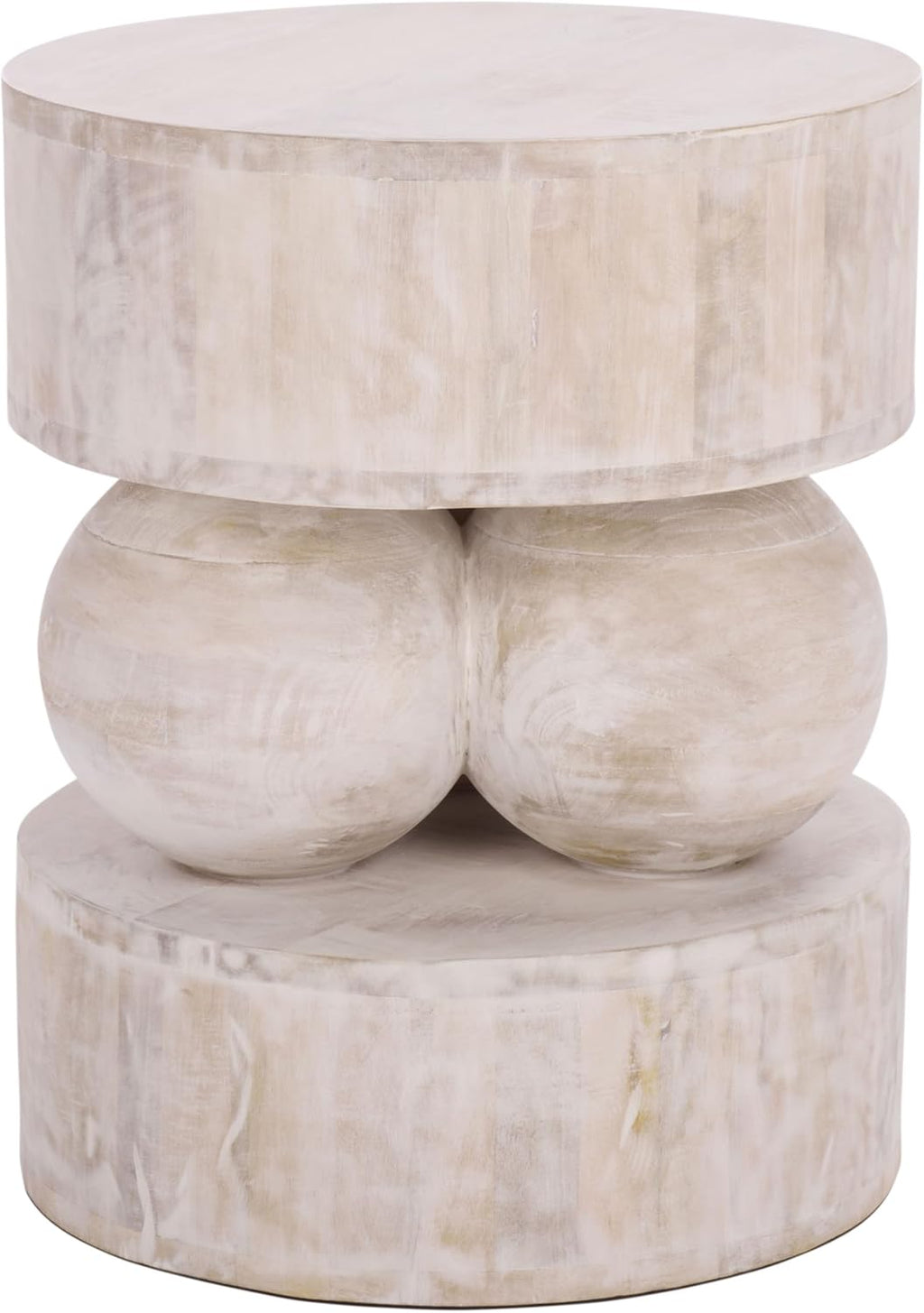 SAFAVIEH Home Collection - Xavier White Washed Solid Wood Accent Table, Sculptural Round Side Table, Fully Assembled (ACC3262A)