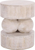 SAFAVIEH Home Collection - Xavier White Washed Solid Wood Accent Table, Sculptural Round Side Table, Fully Assembled (ACC3262A)