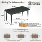 Modern Rectangular Dining Table,63”Sintered Stone Dining Table for 4-6, Black Stone Top with Carbon Steel Frame for Small Space,Kitchen Office,Apartment,Cafe