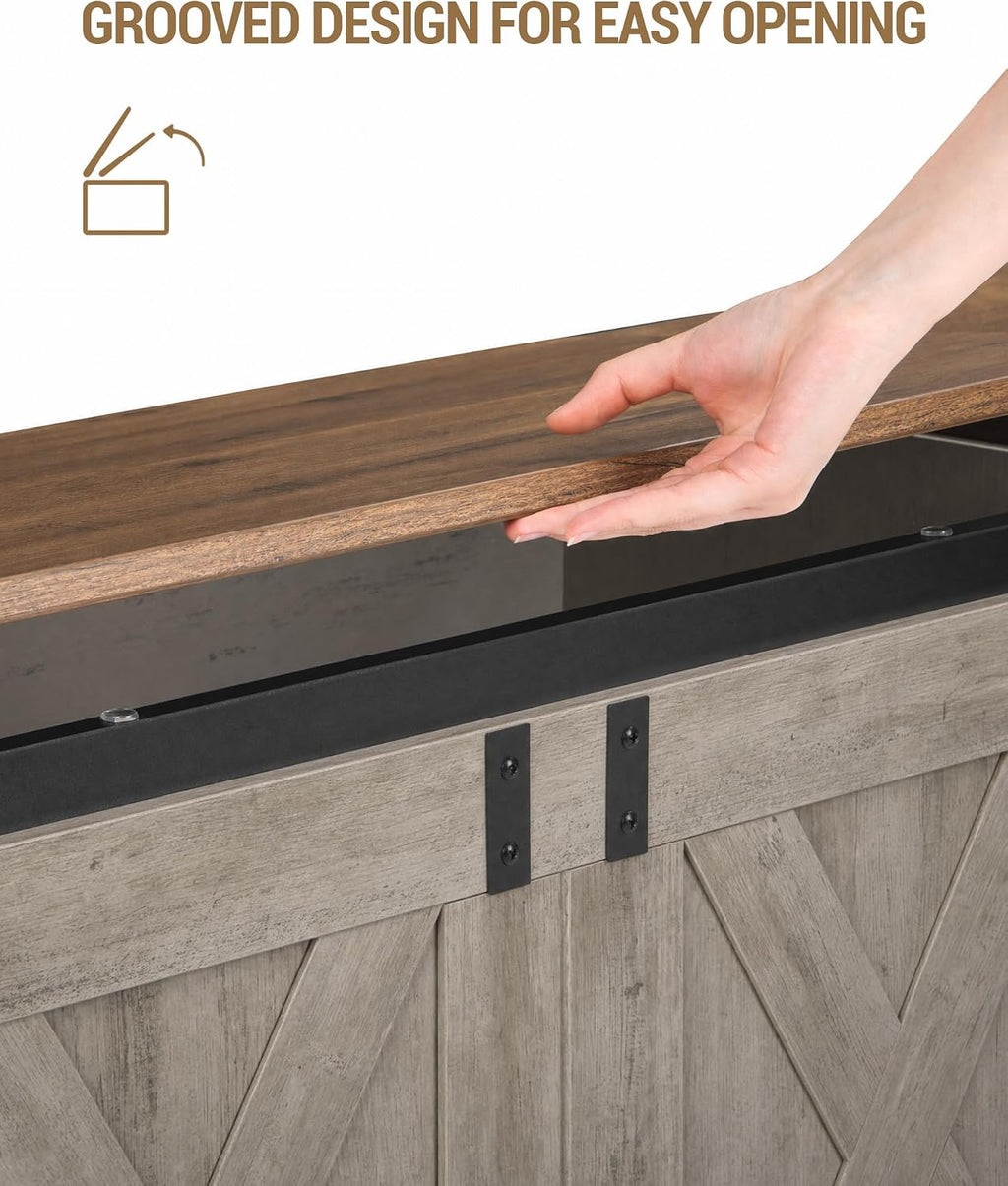Hzuaneri 59" Farmhouse Storage Chest and Bench | 70 Gal | 330lb Seat | Soft-Close Hinges | Greige Wooden | Shoe and Blanket Storage for Bedroom, Living Room, Entryway | Easy Assembly | SB15005X