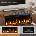 Kucreiheat Fireplace TV Stand for 65-80 inch TV, Large Entertainment Center with Fireplace & LED Lights,High Gloss Living Room Storage Cabinet,Walnut, 70''(Log)
