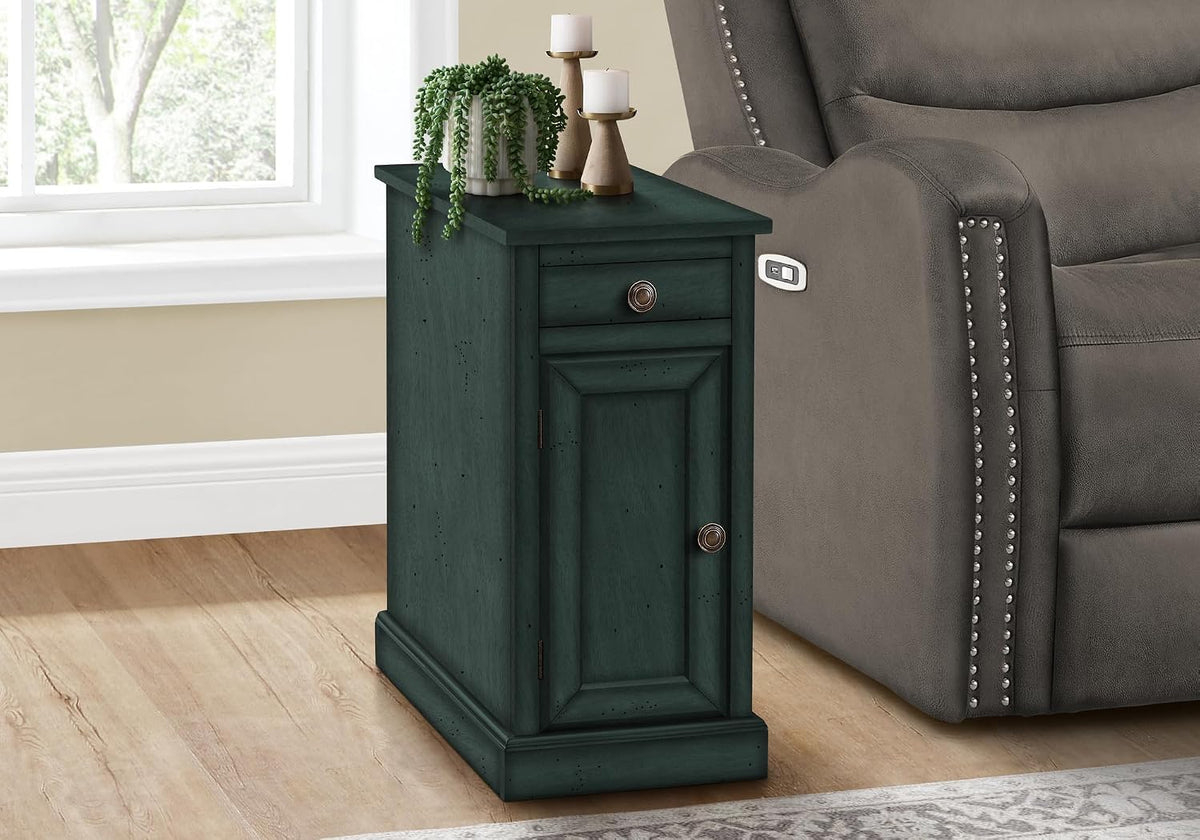 Monarch Specialties I 3992 Accent Table, End, Side Table, Nightstand, Antique Blue Veneer, Traditional