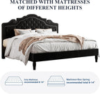 Allewie King Bed Frame with Adjustable Velvet Tiara Headboard, Upholstered Diamond Button Tufted Platform Bed, Wood Slats Support, No Box Spring Needed, Mattress Foundation, Easy Assembly, Black