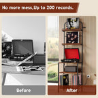 Record Player Stand with Power Outlet, Turntable Stand with 2-Tier Vinyl Record Storage, Record Player Table Up to 200 Albums, End Table for Vinyl Record Holder for Living Room