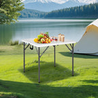 34" Square Folding Card Table, Fold-in-Half Utility Dining Portable Tables Heavy Duty HDPE Plastic Foldable Table with Carrying Handle Indoor Outdoor for Picnic, Camping, Party, White