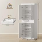 HOMCOM 72" Kitchen Pantry Cabinet Freestanding Storage Cabinet White | 4 Doors, Drawer, 3 Adjustable Shelves, for Dining Room