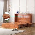 BALUS Murphy Bed Queen Size with Mattress, Queen Murphy Cabinet Bed-Cherry | Tri-Fold Mattress, USB Charing Station, Spacious Drawer, Space Saving, Queen Bed Frame