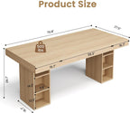 GAOMON 70.8" Wood Dining Table for 6-8 People, Large Kitchen Table with Sturdy Pedestal, Long Dining Table with Storage Cube, Farmhouse Rectangle Dinner Table for Dining Room and Living Room
