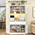 71" Tall Kitchen Pantry Cabinet, Metal Storage Cabinet, with 6 Doors & 6 Adjustable Shelves & 2 Drawer,Cupboard for Bathroom, Dinning Room, Kitchen, White