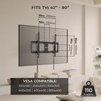 Mount-It! Tilting TV Wall Mount Bracket for 42-80 Inch TVs | Universal TV Mount with Low Profile Design, Supports 110 lbs | Quick Release Lock | Fits 16" & 24" Studs | Max VESA 600x400mm