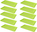 SUNPACK 10" x 20" Heavy Duty Shallow Plastic Seed Starting Tray, Lime Green, 1" (Pack of 10) - No Drainage Holes, Perfect for Greenhouses or Indoor Gardening