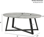 Roundhill Furniture Modern Harmony 3-Piece Wood Oval Coffee Table Set, Gray