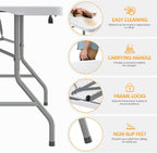 Fenbeli Upgraded 18% Thickened Folding Table 6ft Made of HDPE Plastic | Heavy Duty (25lb), Stable Thicker Legs, Dining Indoor Outdoor for Camping, Picnic and Party (Pearl White, 6FT)