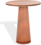 SAFAVIEH Furniture - Valentia Tall Marble Accent Table - Coral - Marble Top - Glam Stone Pedestal Design - Ideal for Living Room, Entryway, Dining Room, 20.5" W x 20.5" D x 23.5" H (SFV9703H)