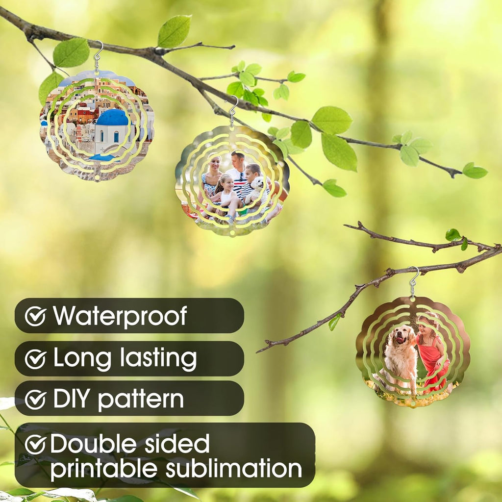5 Pack 3 inch Sublimation Wind Spinners Blanks Wind Spinner Sublimation Blank Bulk 3D Aluminum Metal Wind Spinners for Yard and Garden Indoor Outdoor Window Porch Front Door Decoration Round