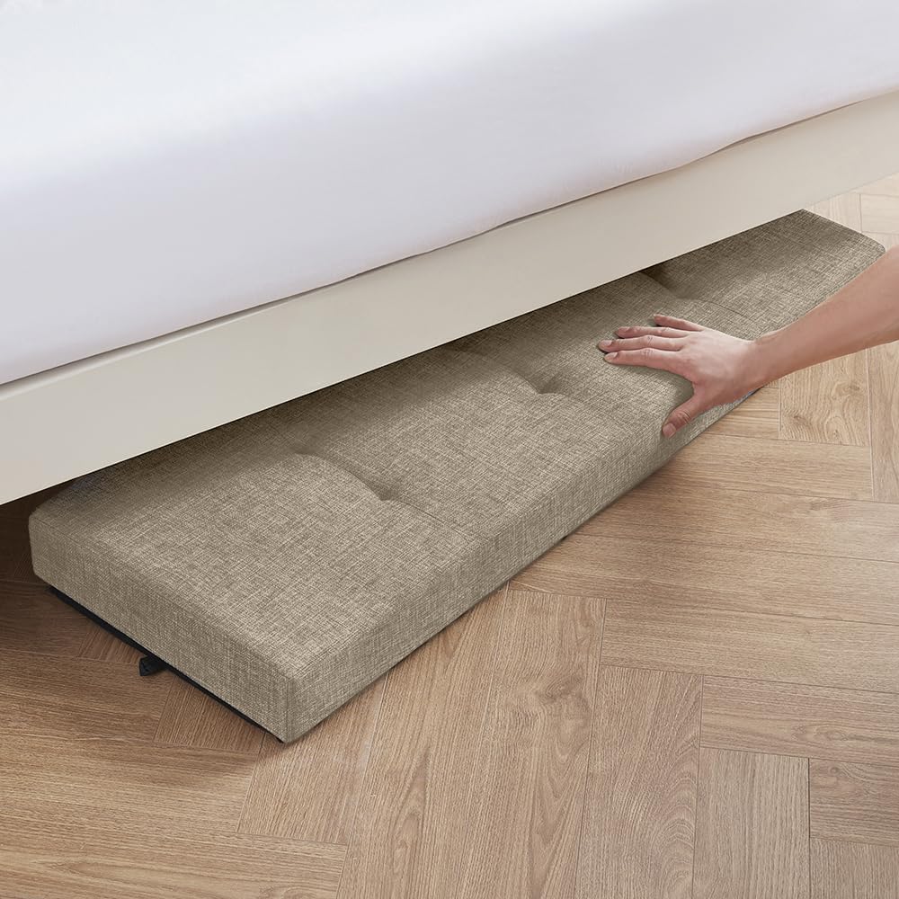 Ornavo Home 43 Inch Storage Ottoman, Large Storage Bench, Ottoman with Storage with Legs, Foot Rest Stool, Bedroom Bench - Tan/Taupe