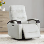CHITA Genuine Leather Power Swivel Glider Rocker Recliner, Creamy Grey