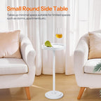 HOOBRO Small Round Side Table, Drink Table, Coffee Martini Table with Pedestal Accent for Small Spaces in Living Room, Bedroom, Sofa Couch, White WW168BZ01