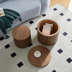 Nesting Coffee Tables Set of 2, Walnut MDF, Handcrafted Round Design | 2-Piece Nested Table Set with Space-Saving Round Design for Living Room or Lounge Area