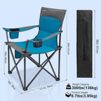 Oversized Camping Chair for Adults - 2 Pack Padded Lawn Chairs with Cup Holder & Side Pocket,Heavy Duty Folding Outdoor Chairs for Camp,Sports,Picnic,Beach,Blue