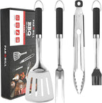 Grill Accessories Heavy Duty BBQ Set Gifts for Men/Women - Premium Stainless Steel Spatula, Fork, Brush & Tongs, Barbecue Utensils Tool Kit Gift for Grilling Lover Outdoor