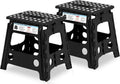 VECELO Folding Step Stool 13 Inch, Non-Slip Surface Portabl Foldable 1 Step Stool with Carry Handle, Heavy Duty to Support Kids/Toddler/Adults for Living Room Kitchen, Bathroom, Set of 2, Black