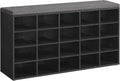 VASAGLE Shoe Bench with Cushion, 20 Compartments, 12 x 47.2 x 24.7 Inches | Entryway Storage Bench with Padded Seat, for Bedroom, Ebony Black and Slate Gray, CUSTOS Collection ULHS045B101S