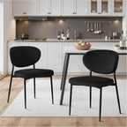 STOOLINK Black Velvet Dining Chairs Set of 2, Upholstered Kitchen Chairs | Modern Dining Room Chairs w/ 58D Memory Foam Seat, Curved Back, Adjustable Foot Pins, for Living Room, Restaurant, 330LBS