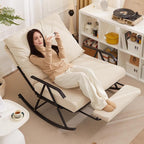 92cm Wide Double Rocking Chair,Featuring an Adjustable backrest and Retractable footrest, Suitable for Balconies, bedrooms, and Living Rooms Green